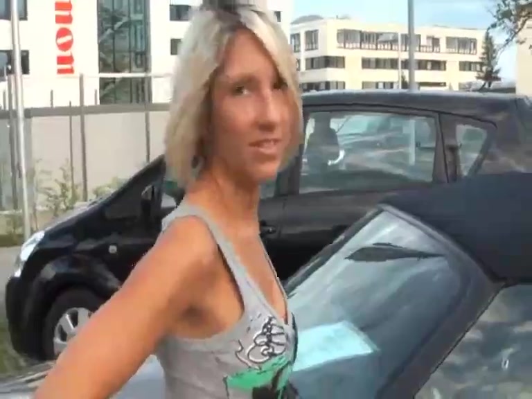 Oral sex outdoor in public with hot German blonde